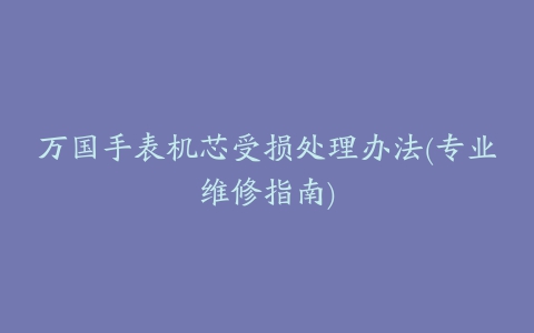 万国手表机芯受损处理办法(专业维修指南)