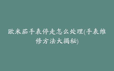 欧米茄手表停走怎么处理(手表维修方法大揭秘)