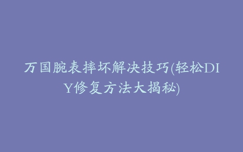 万国腕表摔坏解决技巧(轻松DIY修复方法大揭秘)