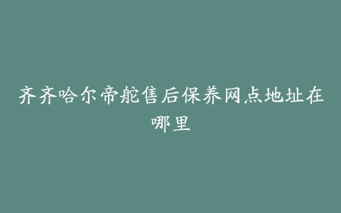 齐齐哈尔帝舵售后保养网点地址在哪里