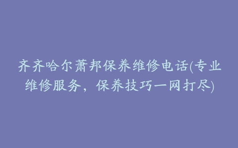 齐齐哈尔萧邦保养维修电话(专业维修服务，保养技巧一网打尽)