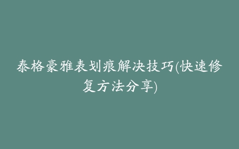 泰格豪雅表划痕解决技巧(快速修复方法分享)