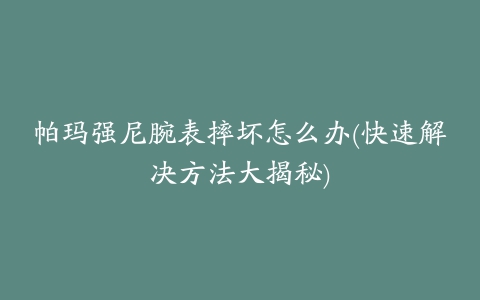 帕玛强尼腕表摔坏怎么办(快速解决方法大揭秘)