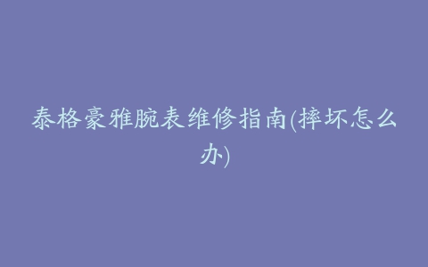 泰格豪雅腕表维修指南(摔坏怎么办)