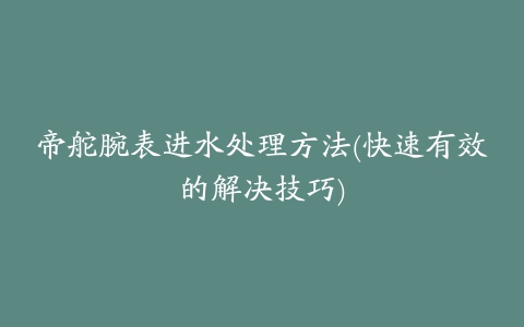 帝舵腕表进水处理方法(快速有效的解决技巧)