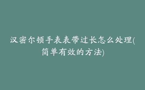 汉密尔顿手表表带过长怎么处理(简单有效的方法)