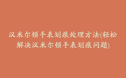 汉米尔顿手表划痕处理方法(轻松解决汉米尔顿手表划痕问题)