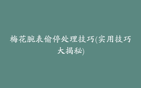 梅花腕表偷停处理技巧(实用技巧大揭秘)