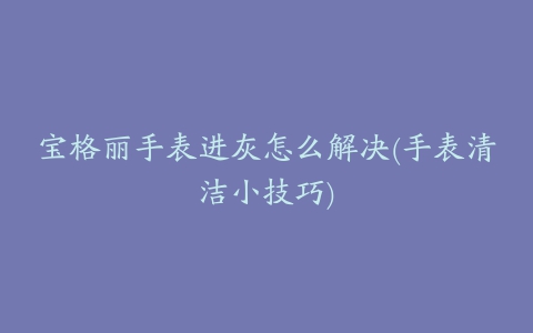 宝格丽手表进灰怎么解决(手表清洁小技巧)