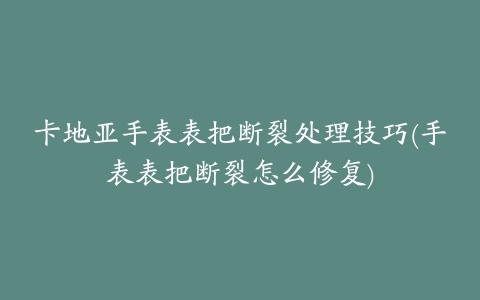 卡地亚手表表把断裂处理技巧(手表表把断裂怎么修复)