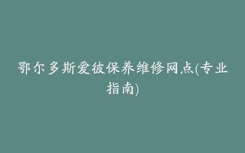 鄂尔多斯爱彼保养维修网点(专业指南)