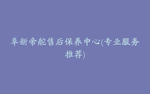 阜新帝舵售后保养中心(专业服务推荐)