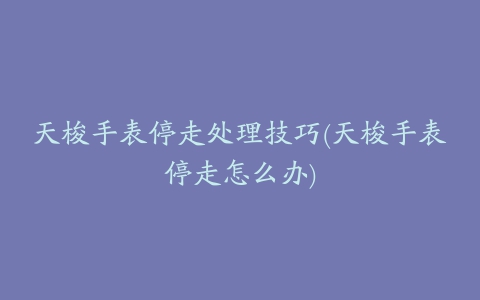 天梭手表停走处理技巧(天梭手表停走怎么办)