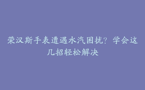 荣汉斯手表遭遇水汽困扰？学会这几招轻松解决