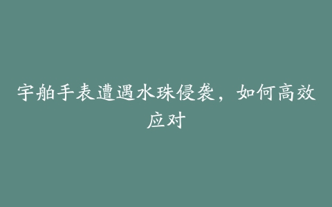 宇舶手表遭遇水珠侵袭，如何高效应对