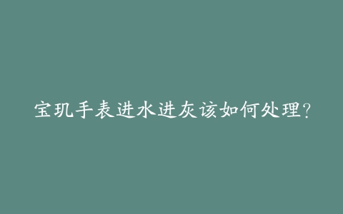 宝玑手表进水进灰该如何处理？