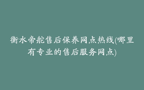 衡水帝舵售后保养网点热线(哪里有专业的售后服务网点)