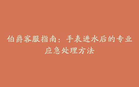 伯爵客服指南：手表进水后的专业应急处理方法