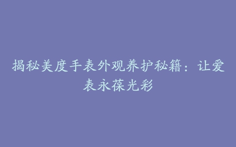 揭秘美度手表外观养护秘籍：让爱表永葆光彩