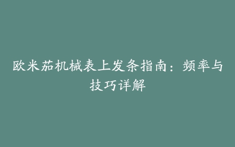 欧米茄机械表上发条指南：频率与技巧详解