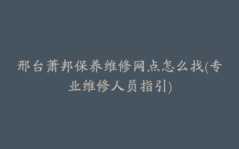 邢台萧邦保养维修网点怎么找(专业维修人员指引)