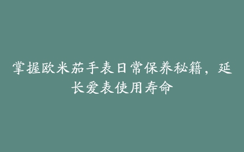 掌握欧米茄手表日常保养秘籍，延长爱表使用寿命