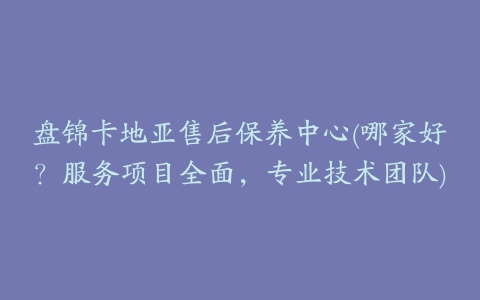 盘锦卡地亚售后保养中心(哪家好？服务项目全面，专业技术团队)