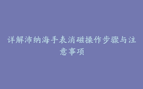 详解沛纳海手表消磁操作步骤与注意事项