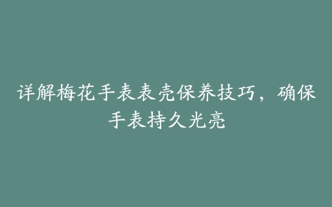 详解梅花手表表壳保养技巧，确保手表持久光亮