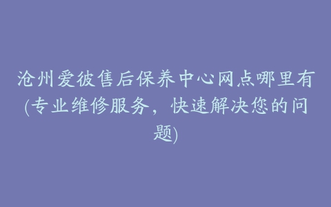 沧州爱彼售后保养中心网点哪里有(专业维修服务，快速解决您的问题)