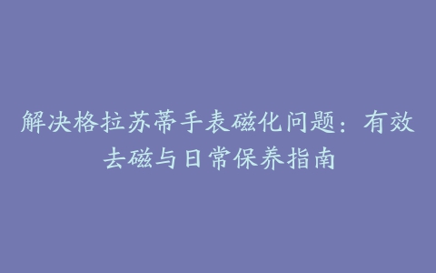 解决格拉苏蒂手表磁化问题：有效去磁与日常保养指南