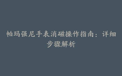 帕玛强尼手表消磁操作指南：详细步骤解析