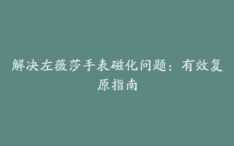 解决左薇莎手表磁化问题：有效复原指南