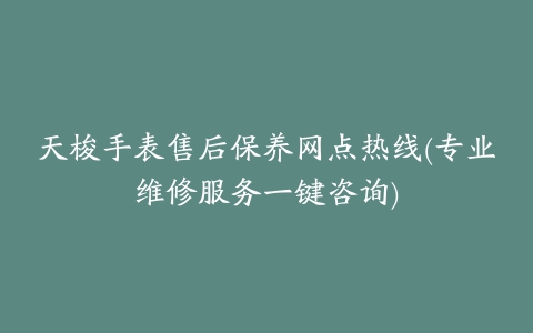 天梭手表售后保养网点热线(专业维修服务一键咨询)