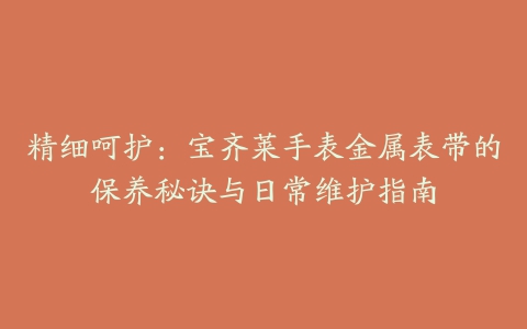 精细呵护：宝齐莱手表金属表带的保养秘诀与日常维护指南