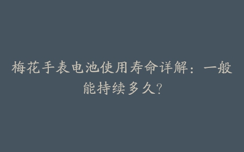 梅花手表电池使用寿命详解：一般能持续多久？