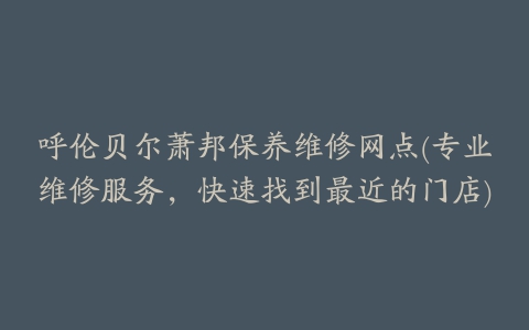 呼伦贝尔萧邦保养维修网点(专业维修服务，快速找到最近的门店)