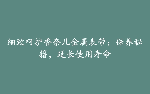 细致呵护香奈儿金属表带：保养秘籍，延长使用寿命